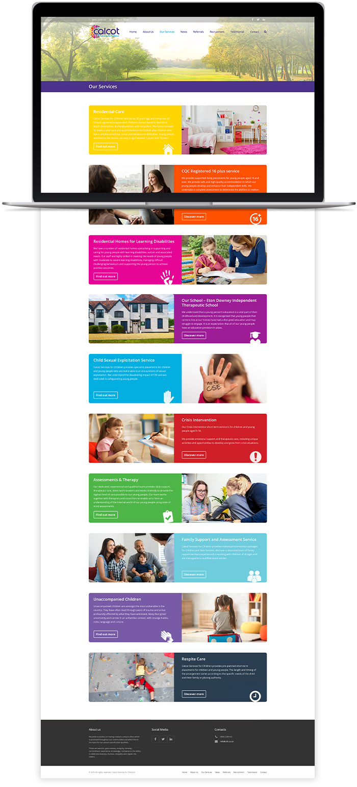 Calcot Services for Children branding website