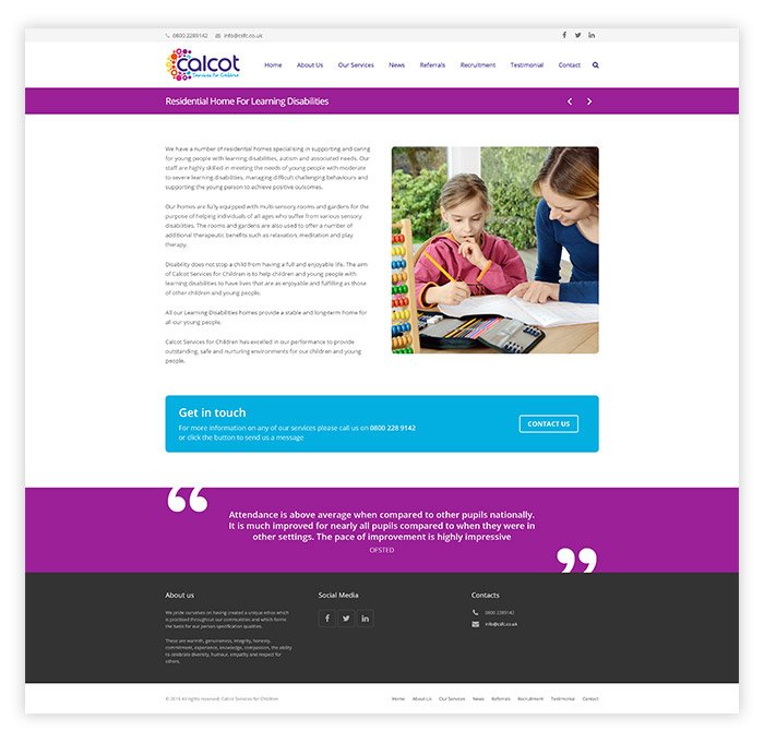 Calcot Services for Children branding website