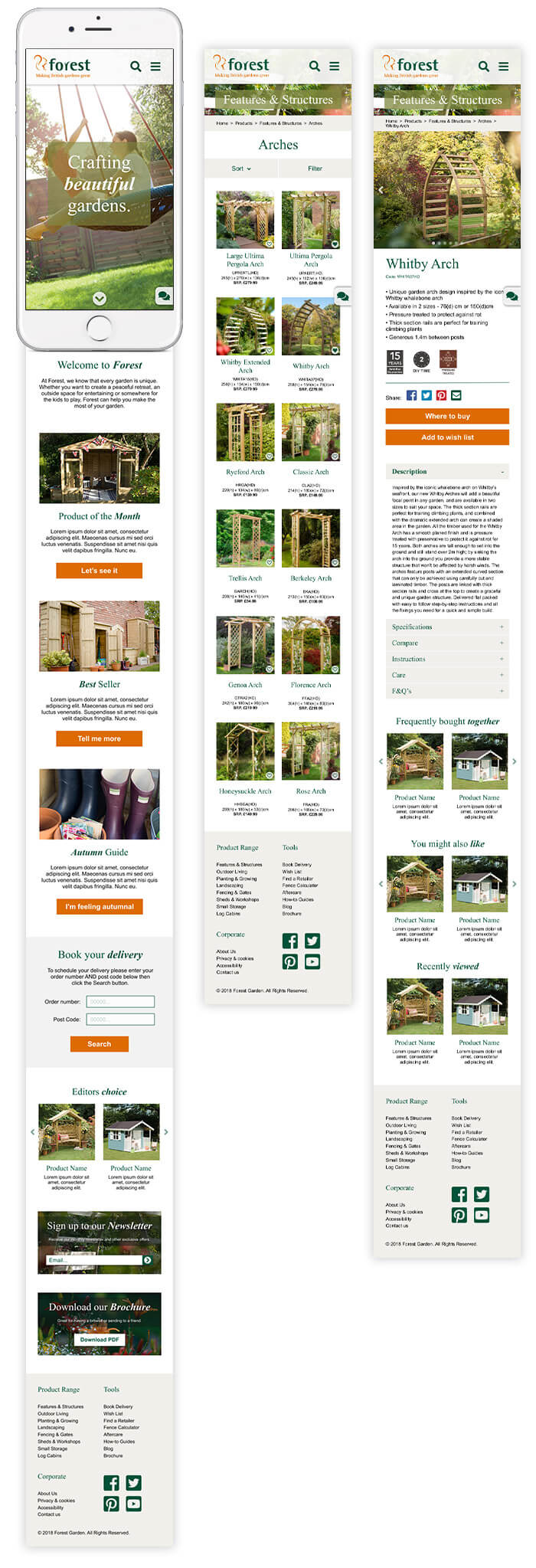 forest garden website design homepage products mobile