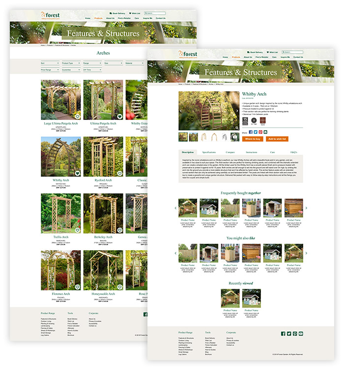 forest garden website design products desktop